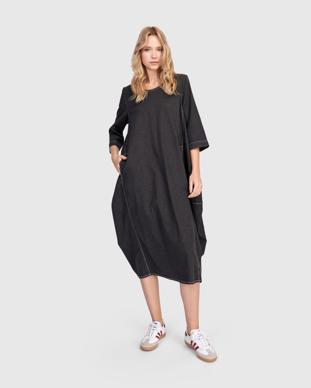 Liberty Oversized Cocoon Dress Black Denim