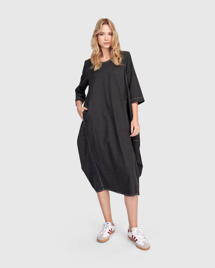 Liberty Oversized Cocoon Dress Black Denim