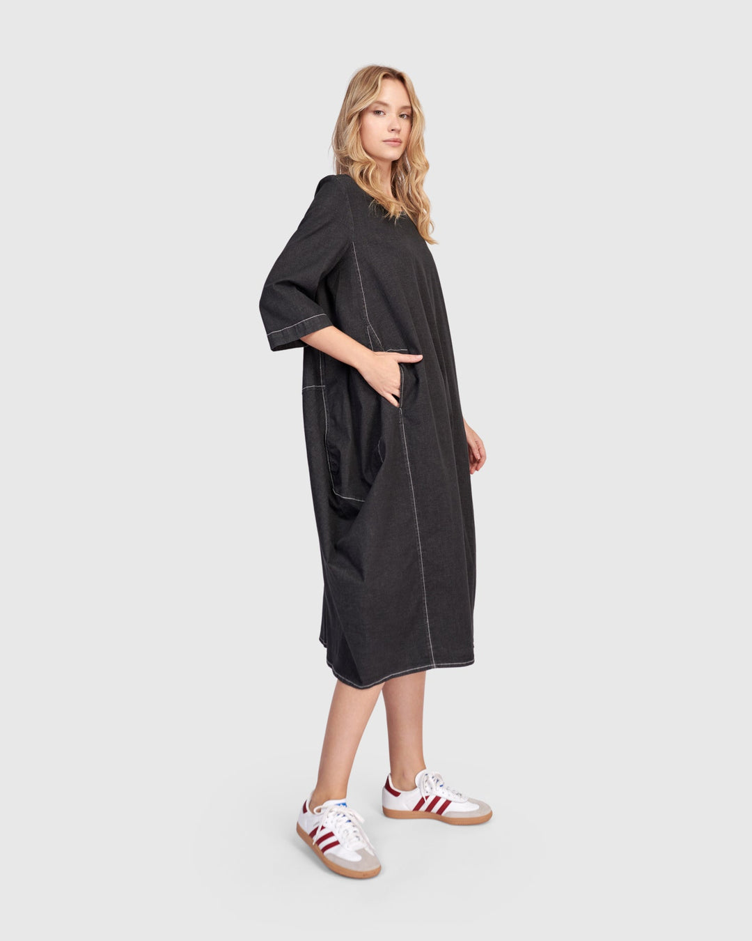 Liberty Oversized Cocoon Dress Black Denim