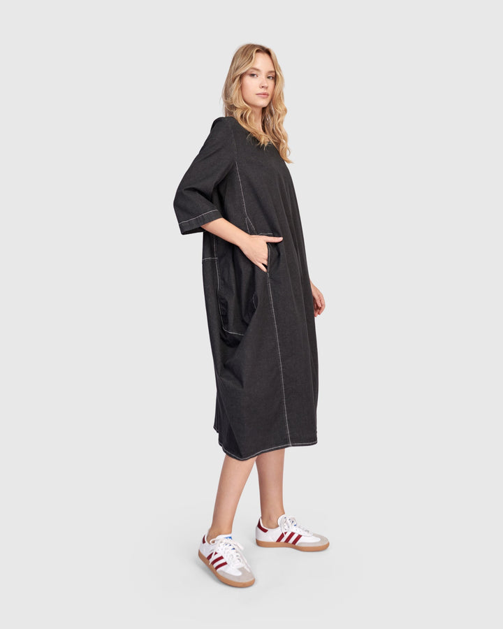 Liberty Oversized Cocoon Dress Black Denim