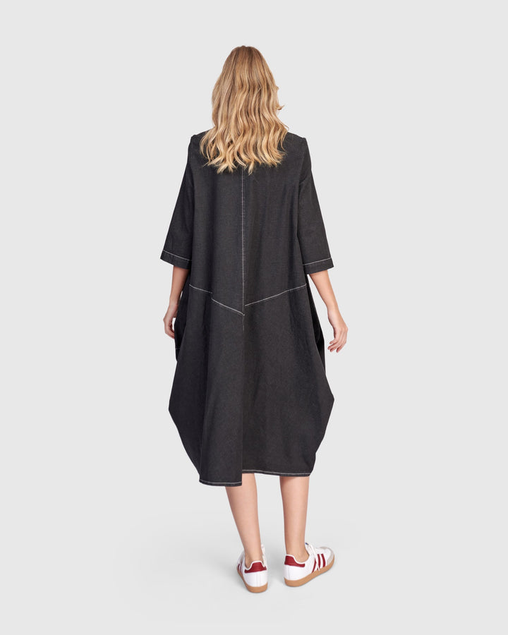 Liberty Oversized Cocoon Dress Black Denim