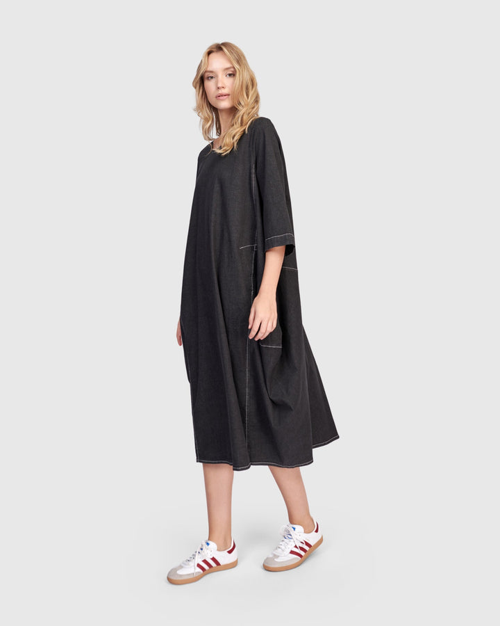 Liberty Oversized Cocoon Dress Black Denim