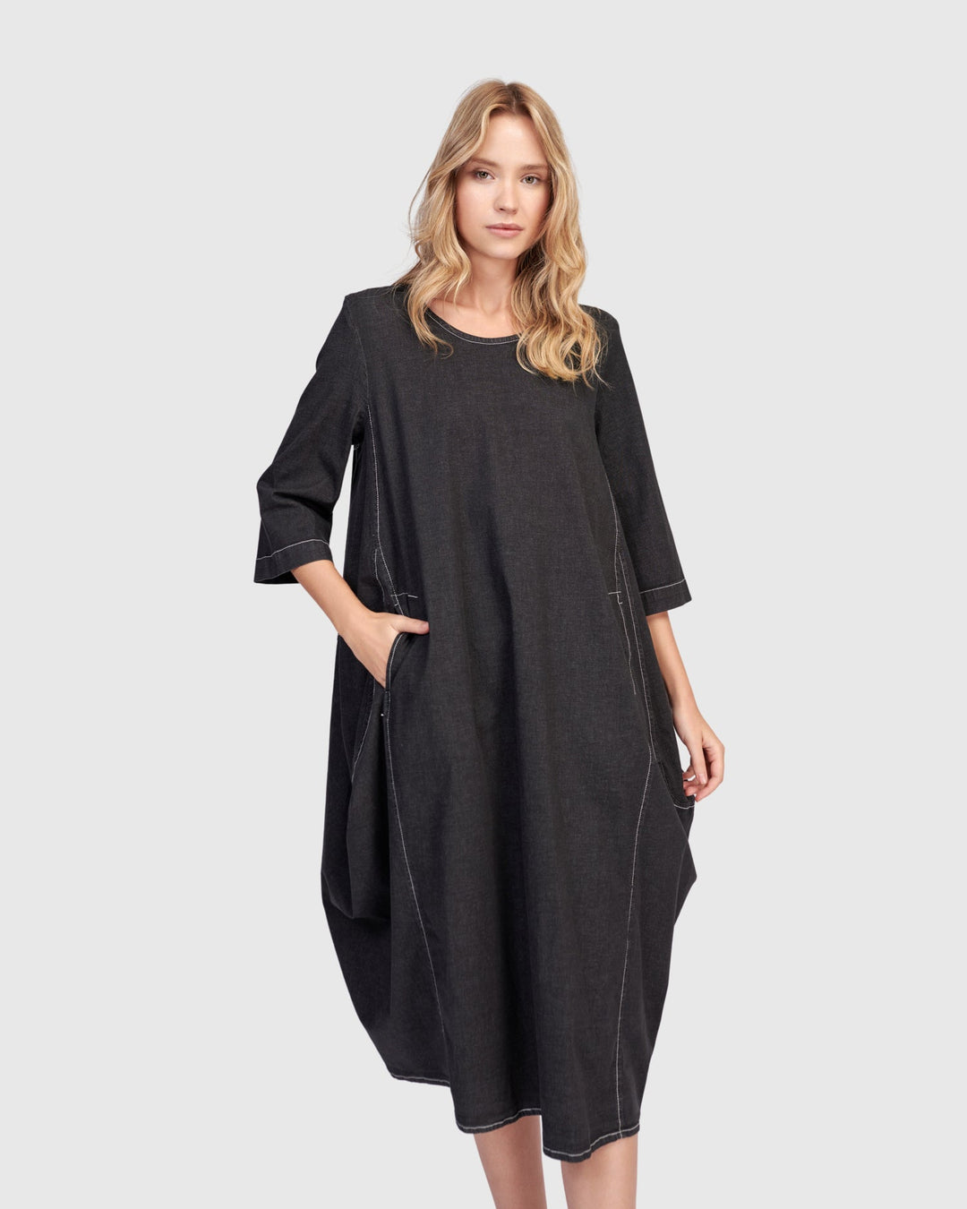 Liberty Oversized Cocoon Dress Black Denim