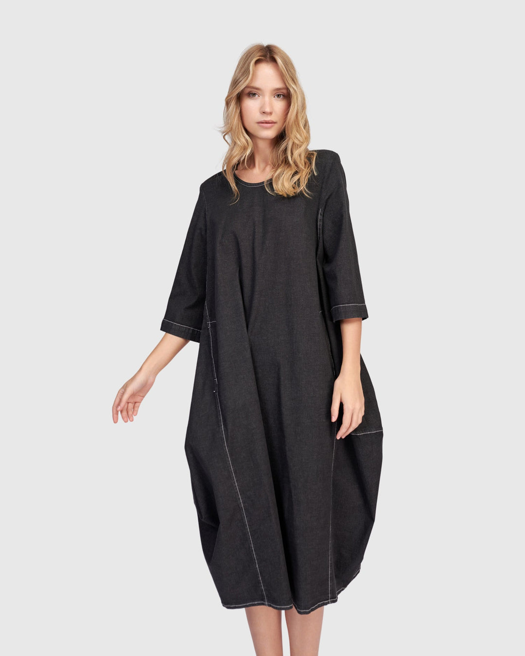 Liberty Oversized Cocoon Dress Black Denim