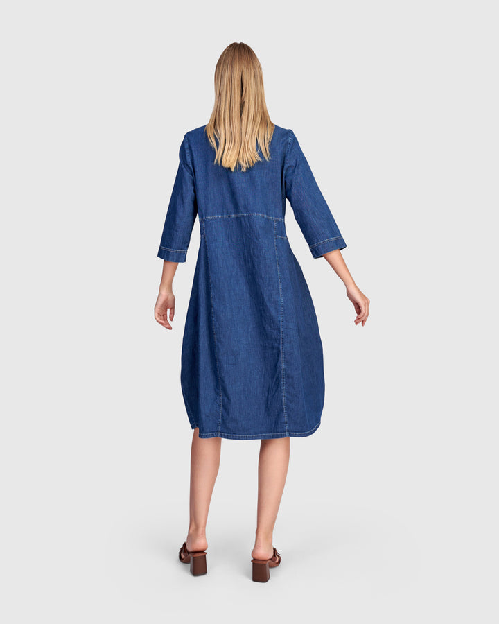 3/4 Sleeve Shirtdress Denim