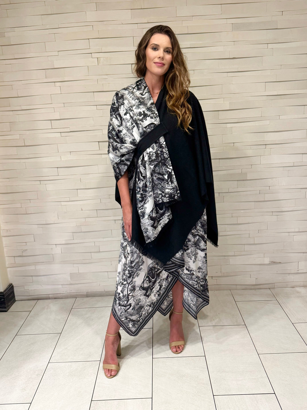 Silk Dress / Black and White Toile