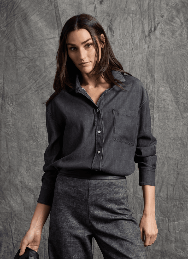 3655 Lunette Chambray Shirt Washed Black
