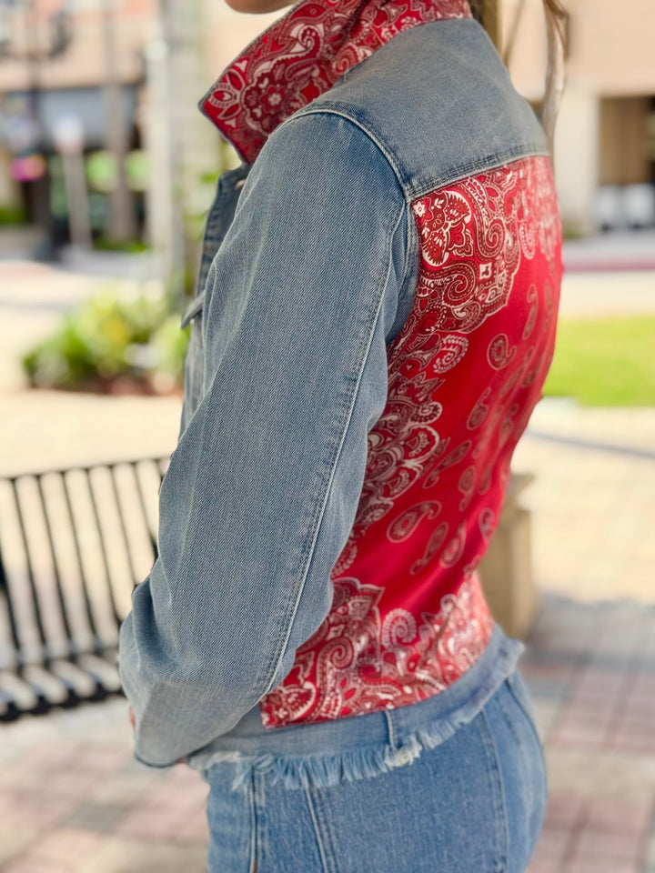 The Light Denim Jacket / Western Paisley Red