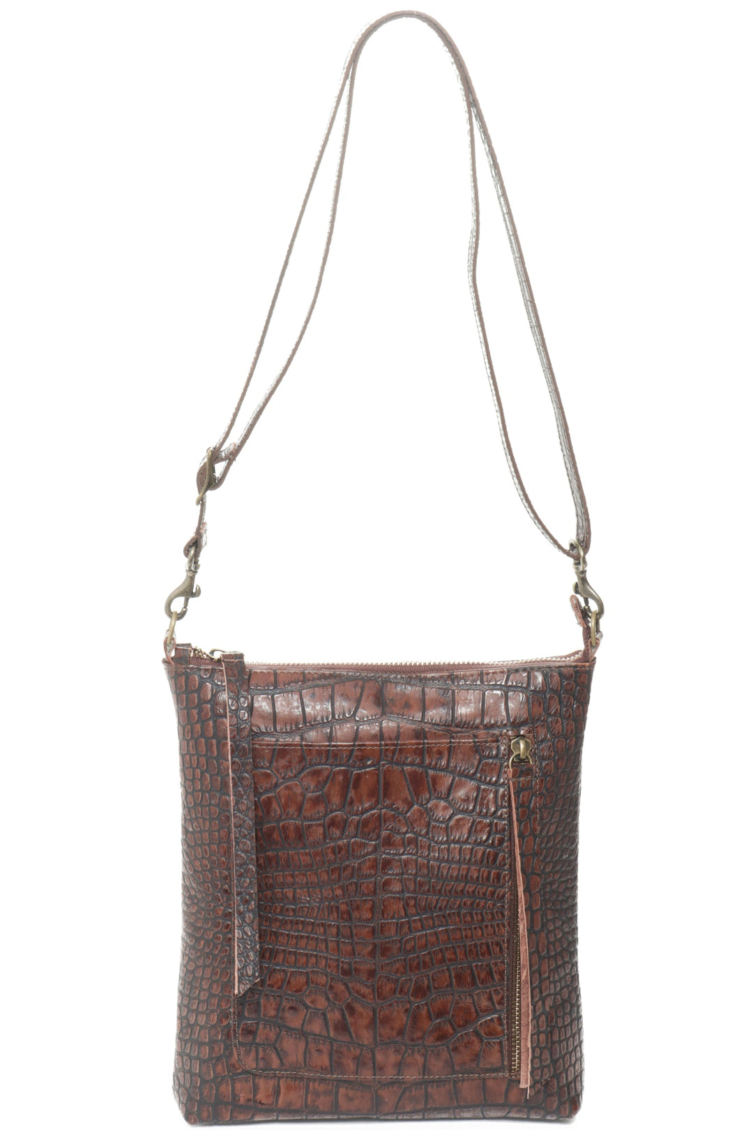 Emma Croc Crossbody Brown