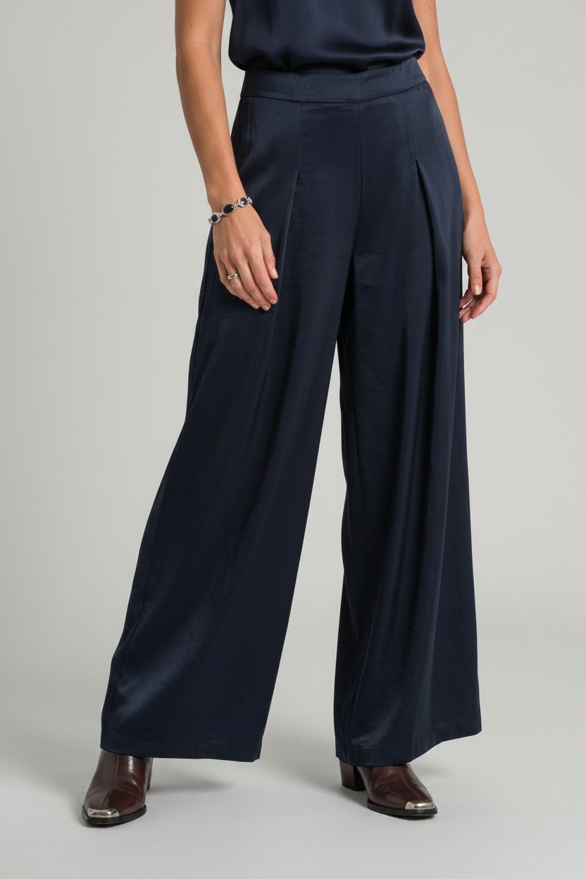 Sateen Single Pleat Pant Midnight