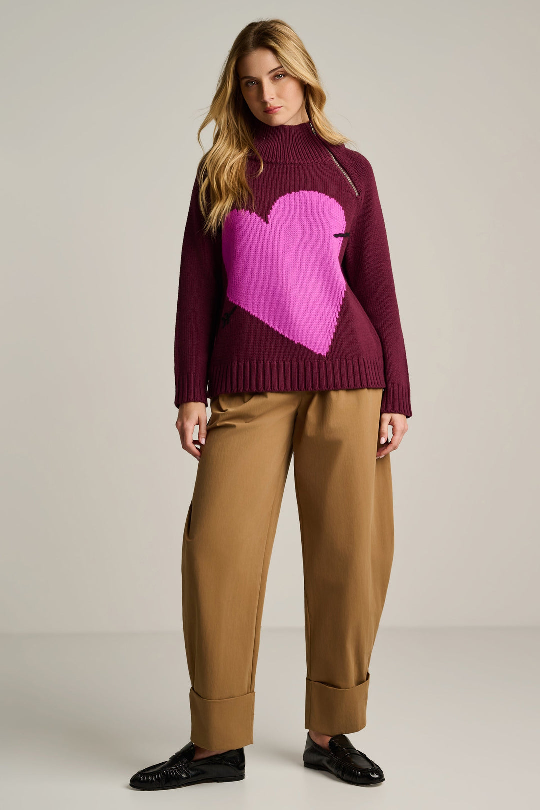 Take Aim Heart Sweater Wine
