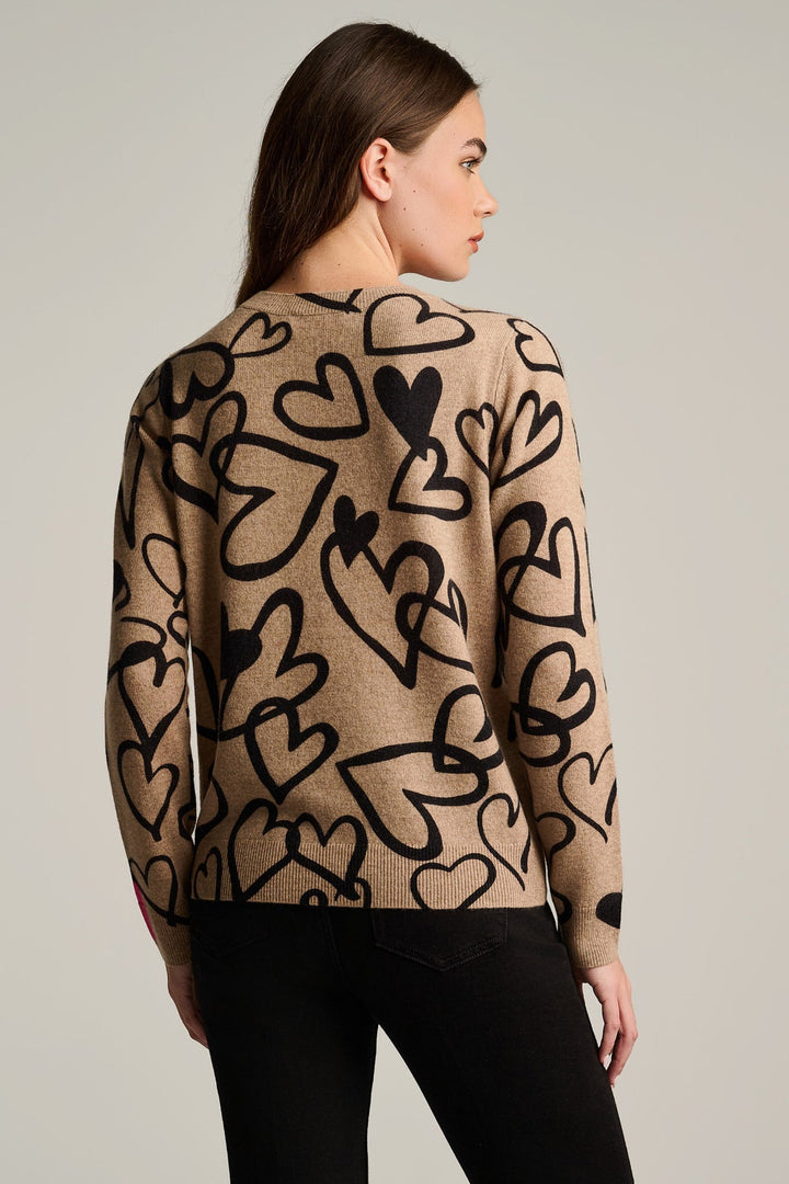 Crazy Love Heart Cashmere Sweater Biscuit