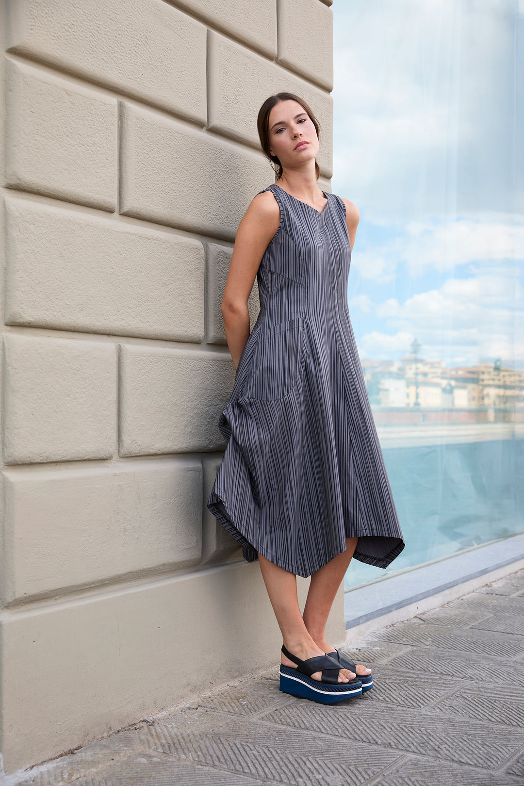 Poppi Dress Mineral Warp Stripe