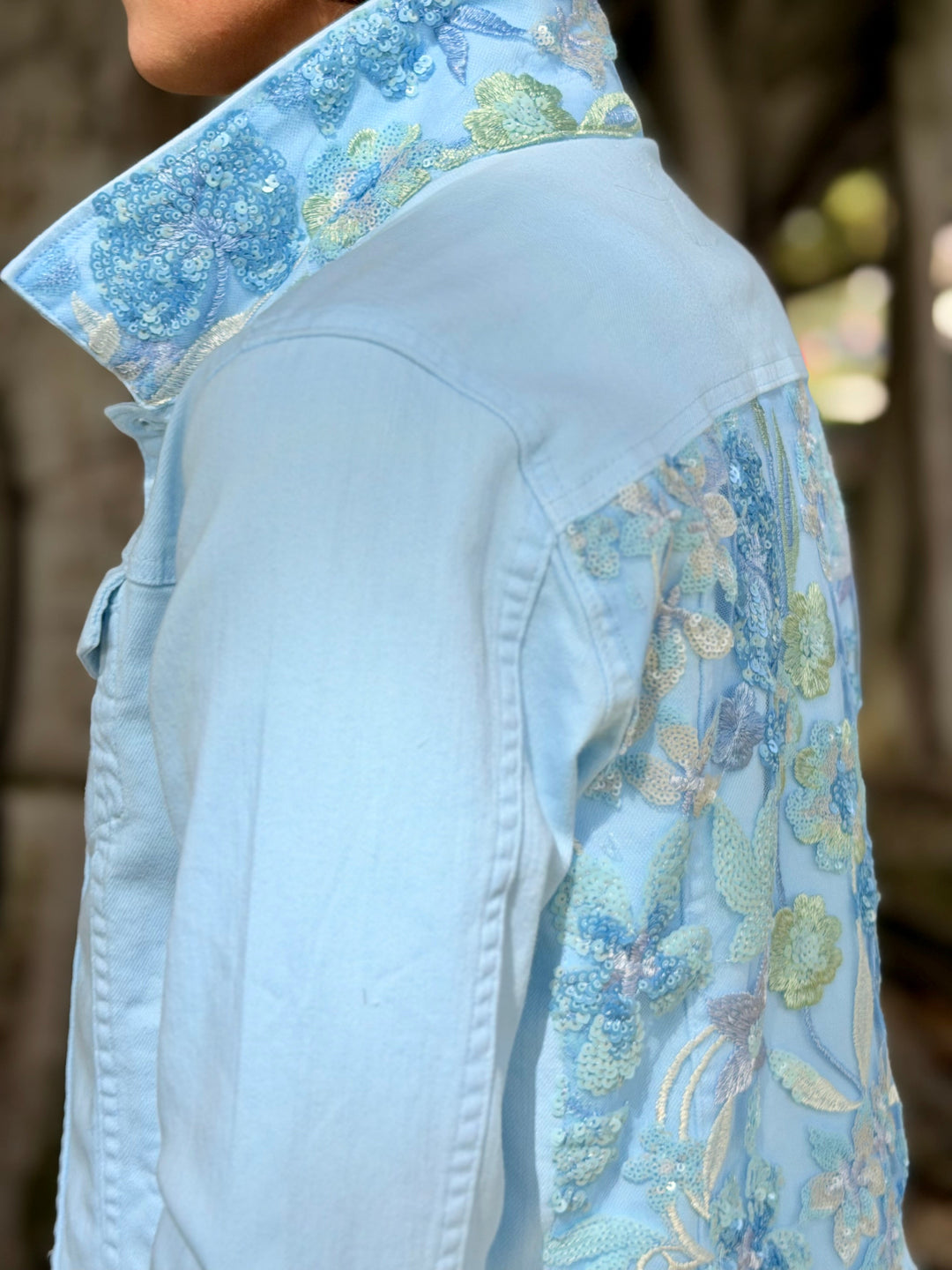 The Nantucket Blue Denim Jacket / Blue Sequins