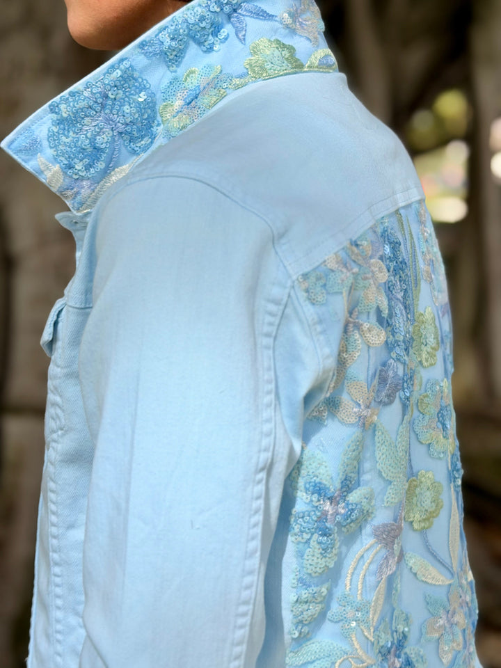 The Nantucket Blue Denim Jacket / Blue Sequins