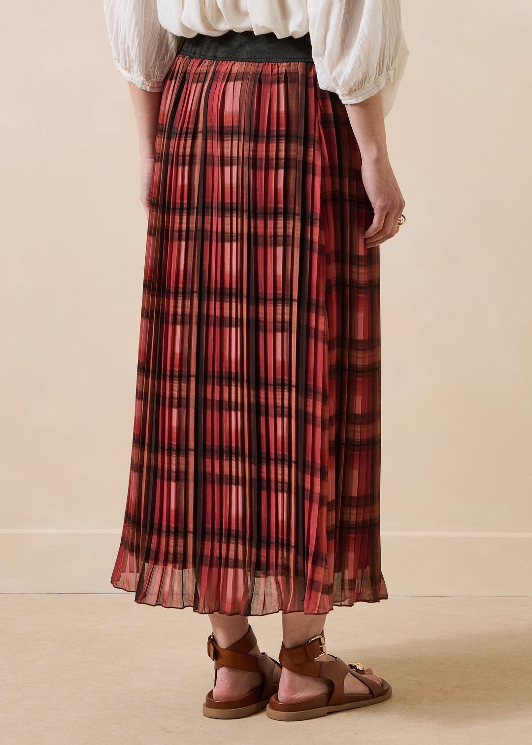 Chana Plaid Pleat Skirt Fox