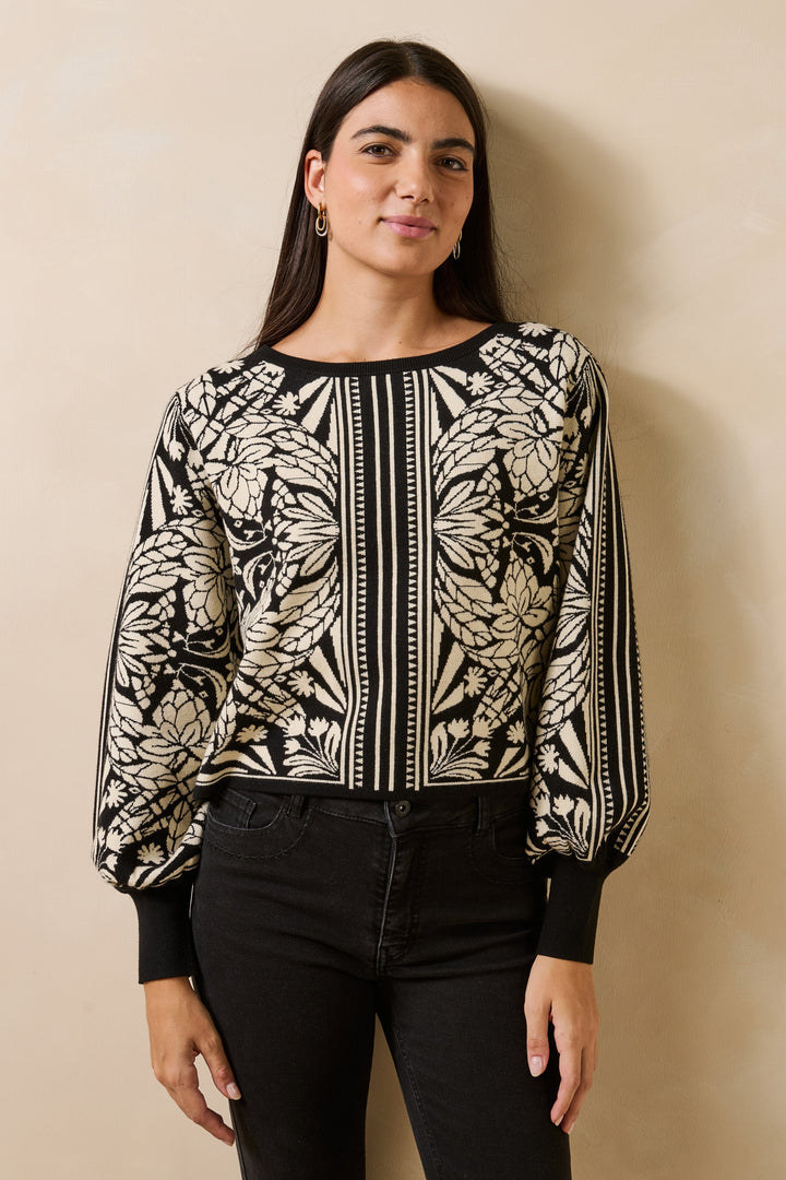Gambia Lace Jacquard Sweater Black