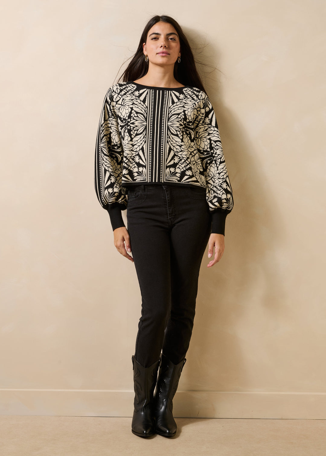 Gambia Lace Jacquard Sweater Black