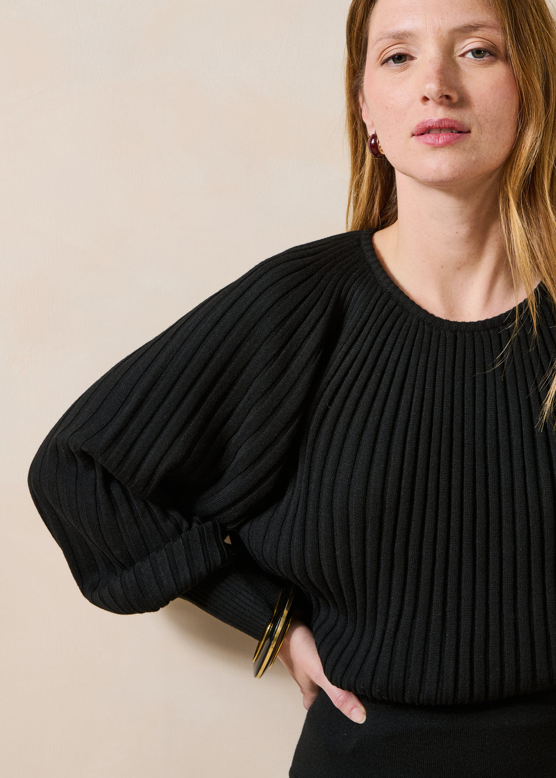 Gela Pleated Sweater Black