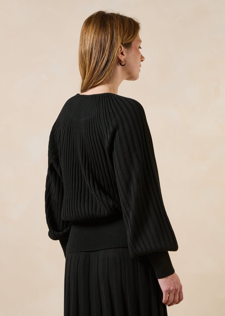 Gela Pleated Sweater Black