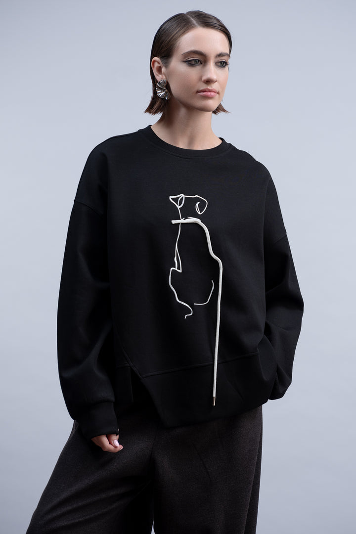 Dog Outline Top Black