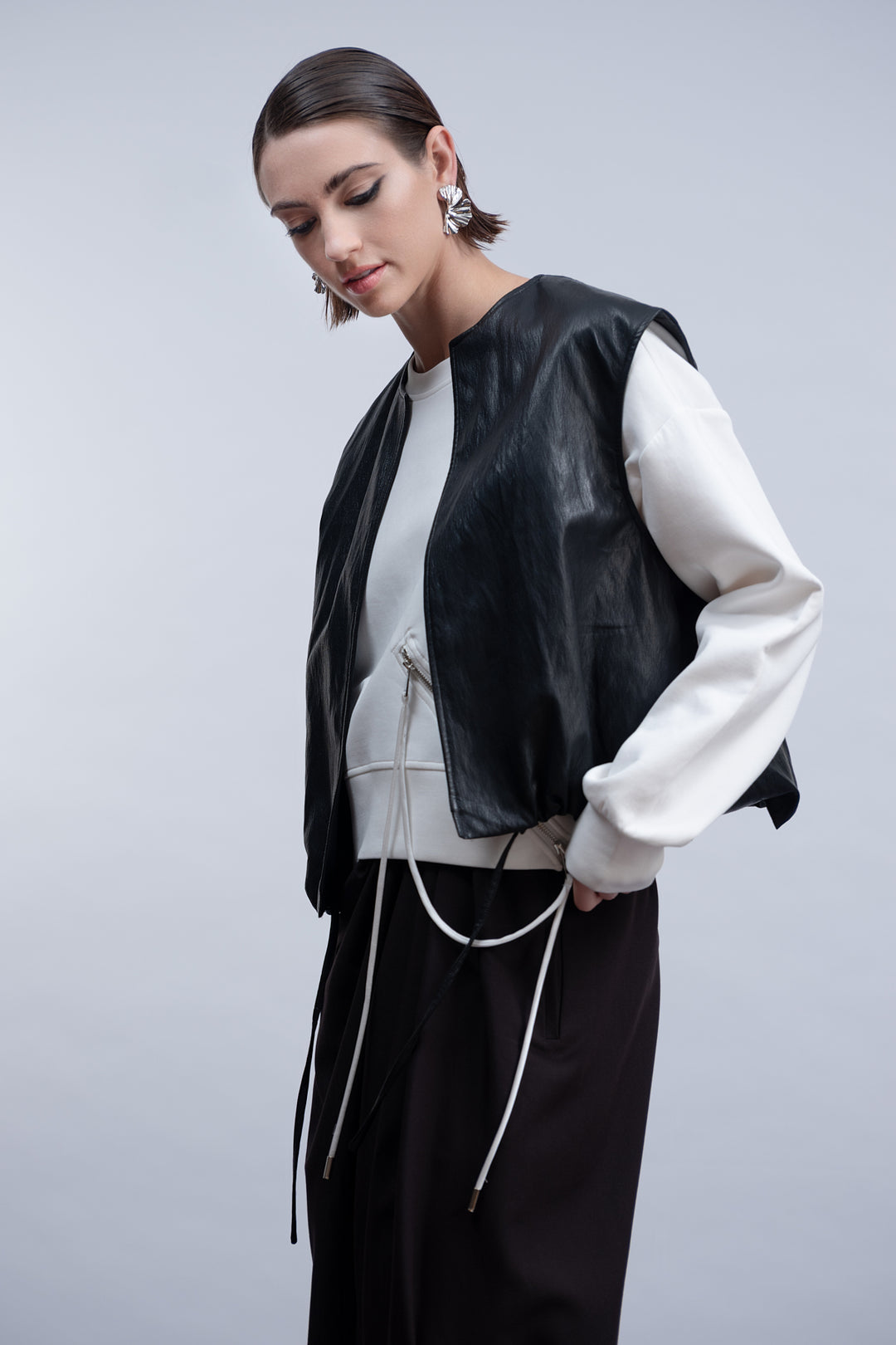 Vegan Leather Vest Black