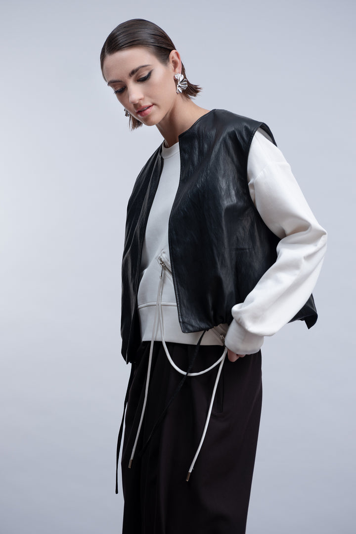 Vegan Leather Vest Black