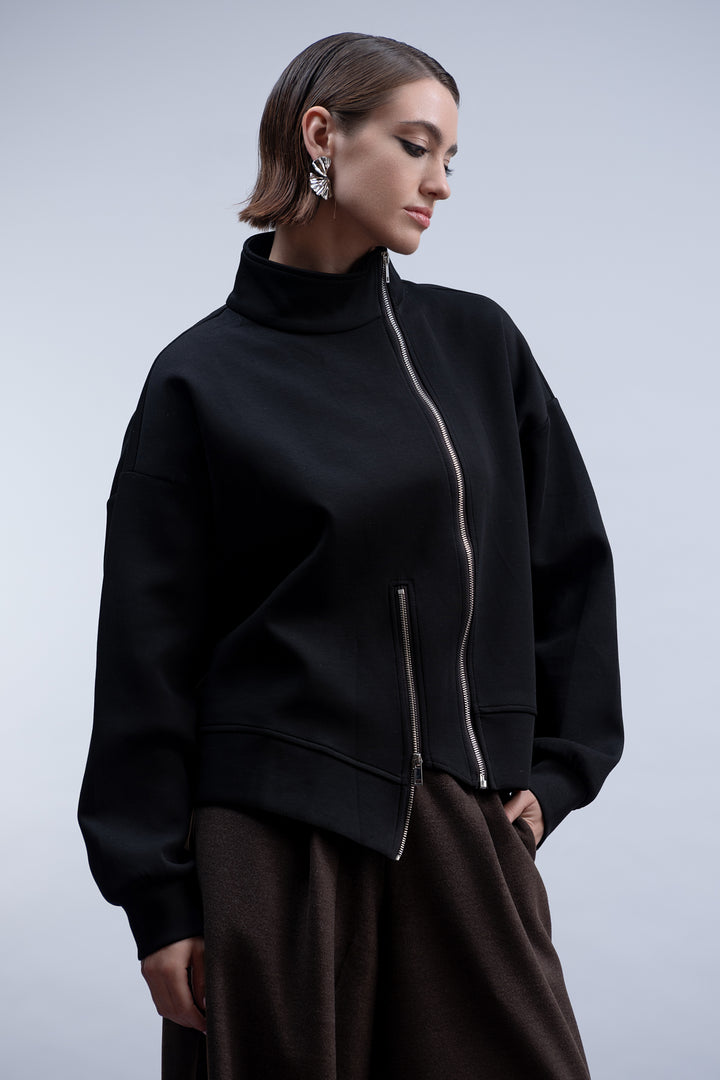 Zip Hem Jacket Black