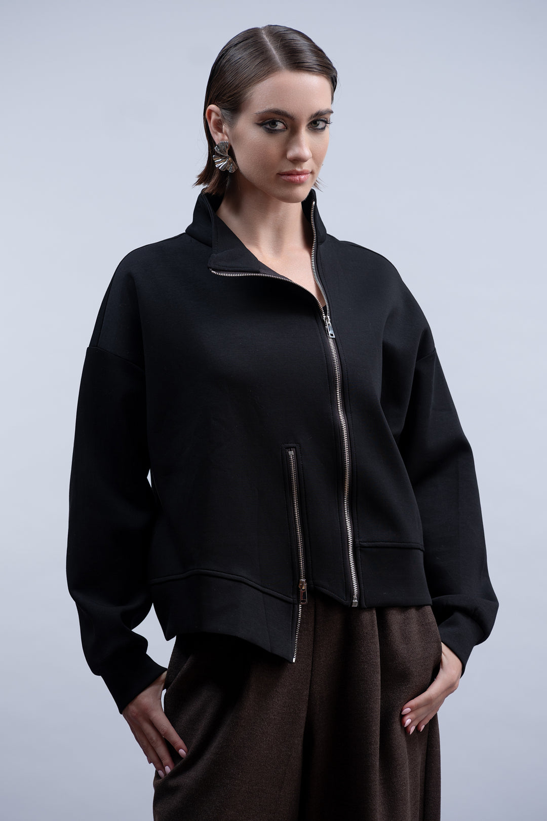Zip Hem Jacket Black