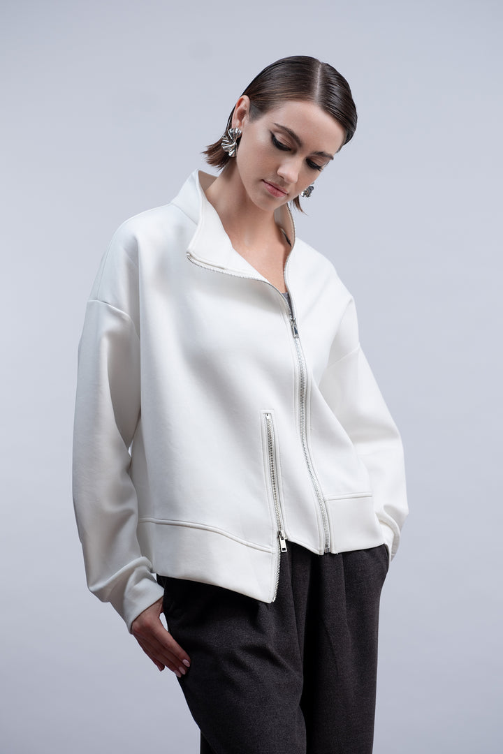 Zip Hem Jacket Ivory