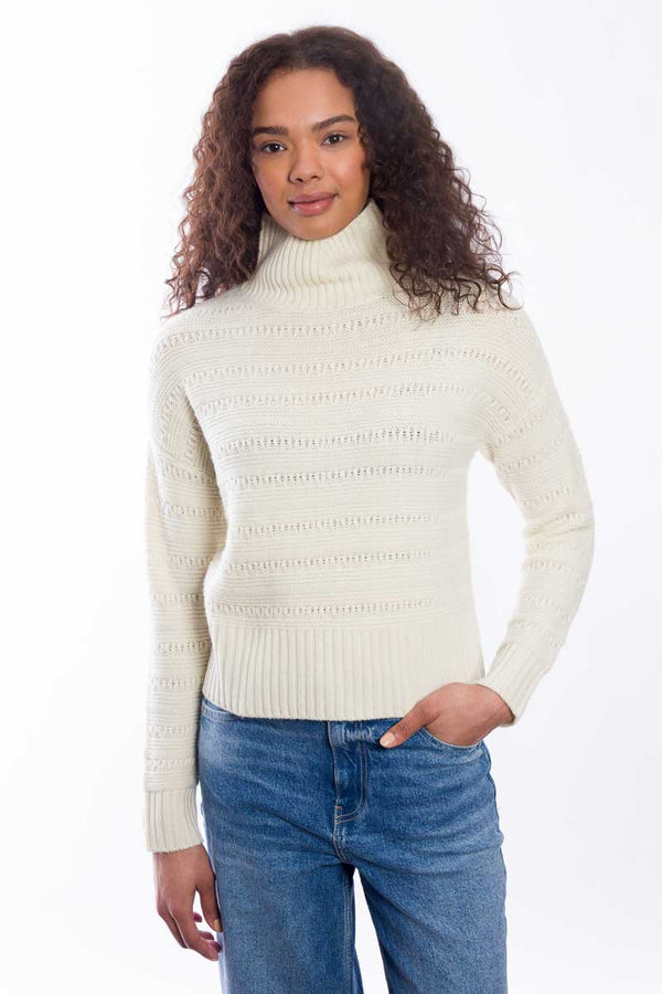 Textured Mock Sweater Ivory-SWEATERS-&ISLA-Just Perfect Collection
