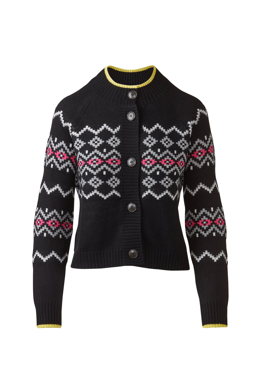 Fairisle Button Cardigan Black
