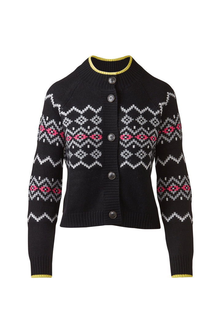 Fairisle Button Cardigan Black
