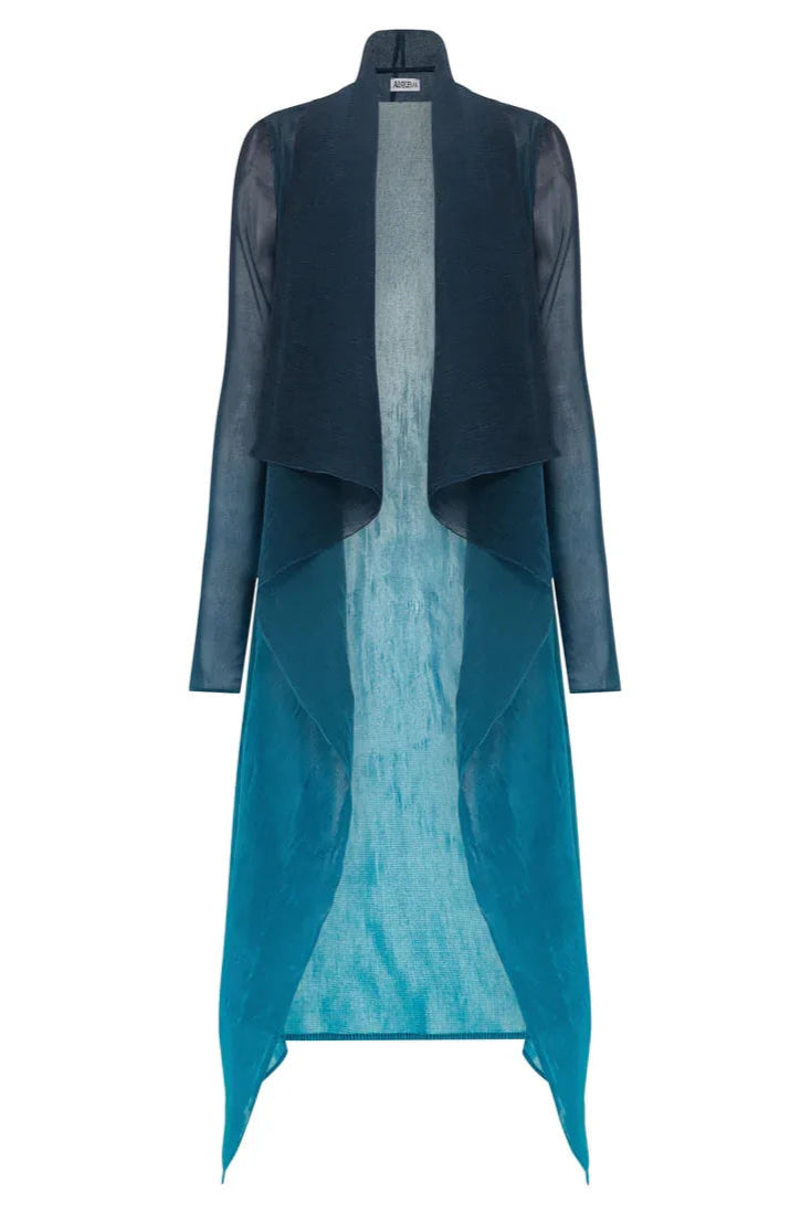 Ombre Collare Coat Indigo Aqua