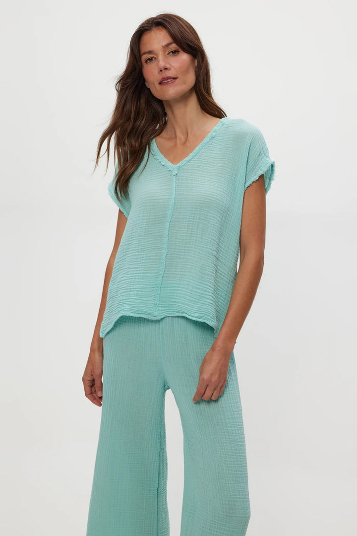 Draya V Neck Gauze Top Serene