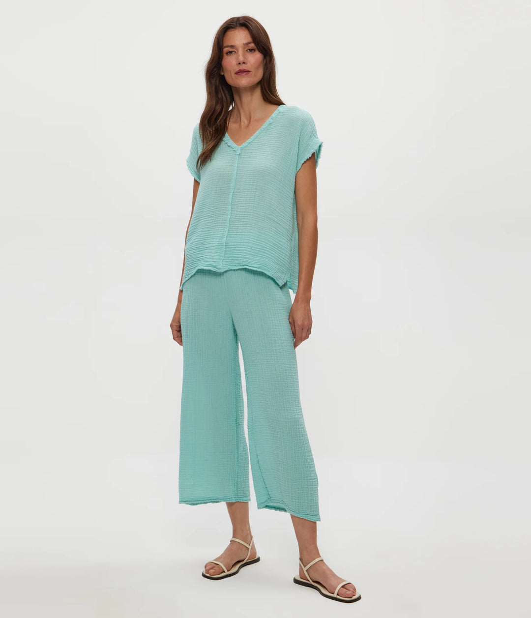 Draya V Neck Gauze Top Serene