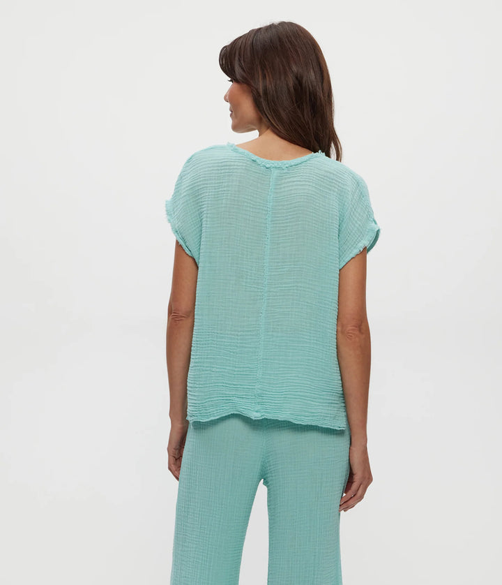 Draya V Neck Gauze Top Serene