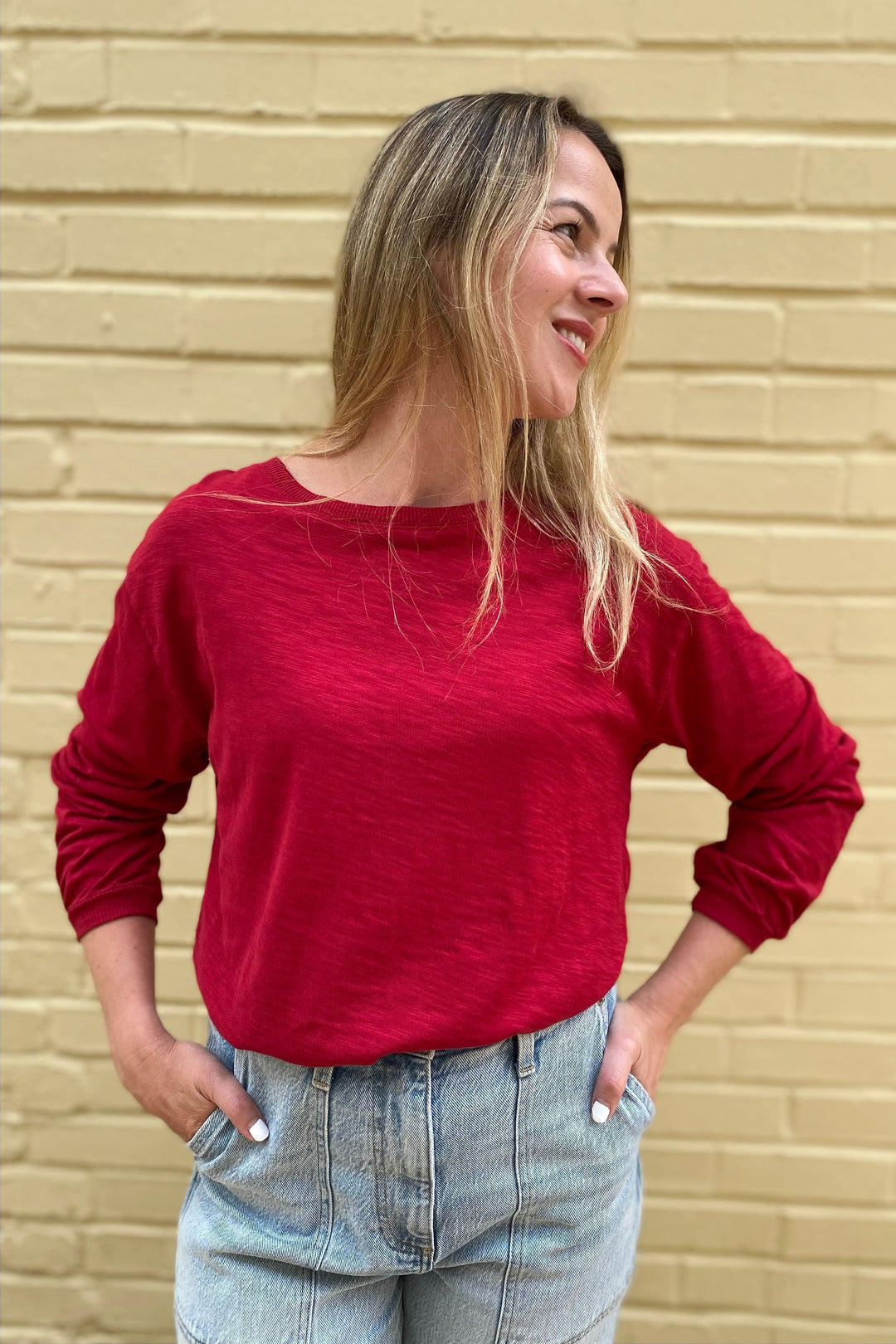 Balloon Cotton Sweater Garnet