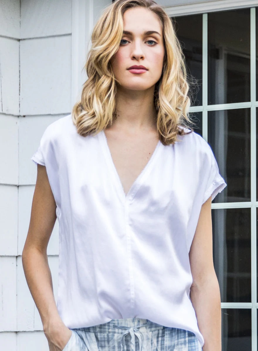 V Neck Silk Top