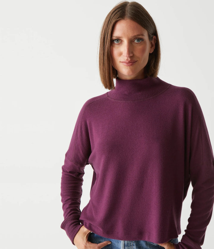 Frida Mock Neck Top Ruby