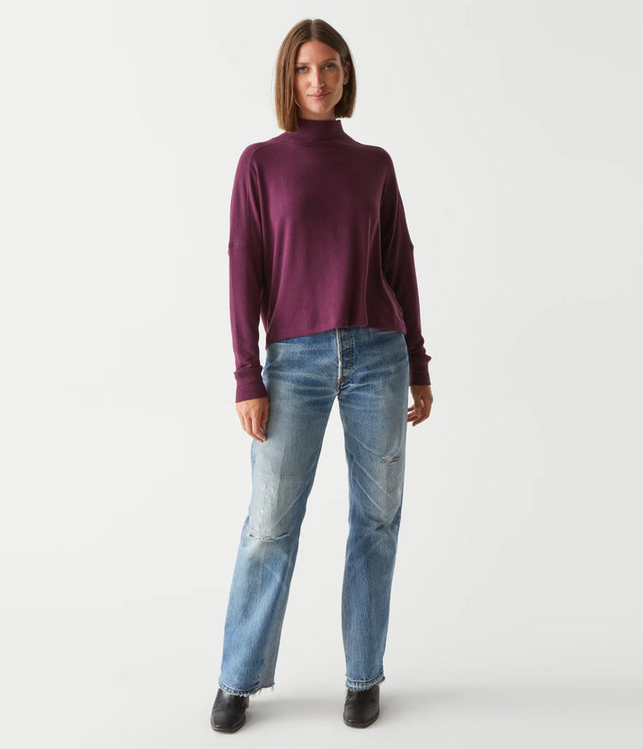 Frida Mock Neck Top Ruby