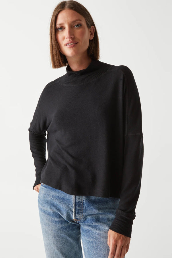Frida Mock Neck Top Black