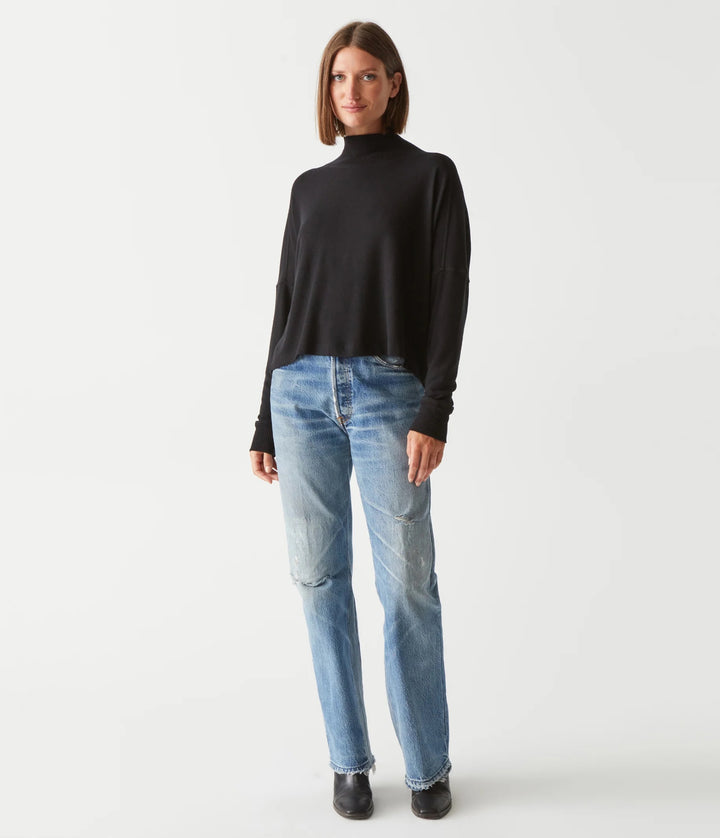 Frida Mock Neck Top Black