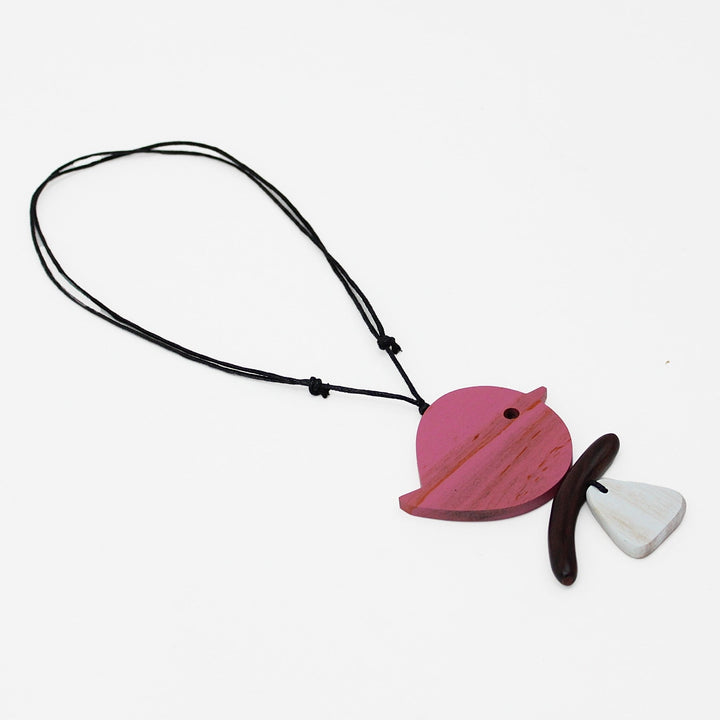 Pink Robin On A Branch Necklace