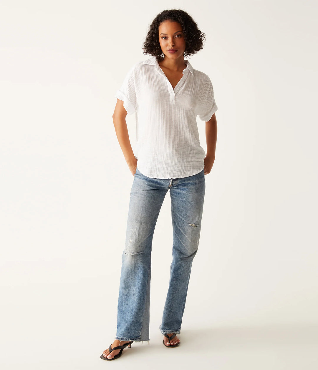 Gigi Popover Gauze Top White