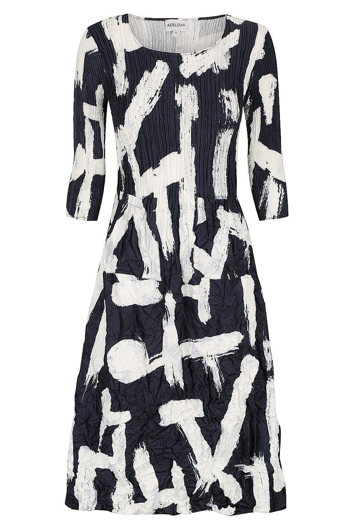3/4 Sleeve Smash Pocket Dress Indigo Noise