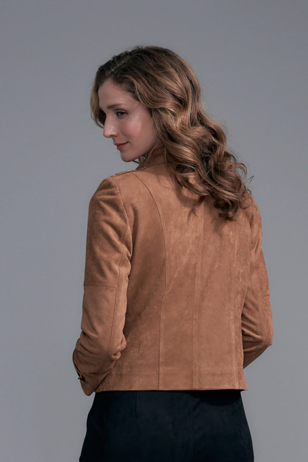 Vegan Leather Leopard Trim Jacket Arizona