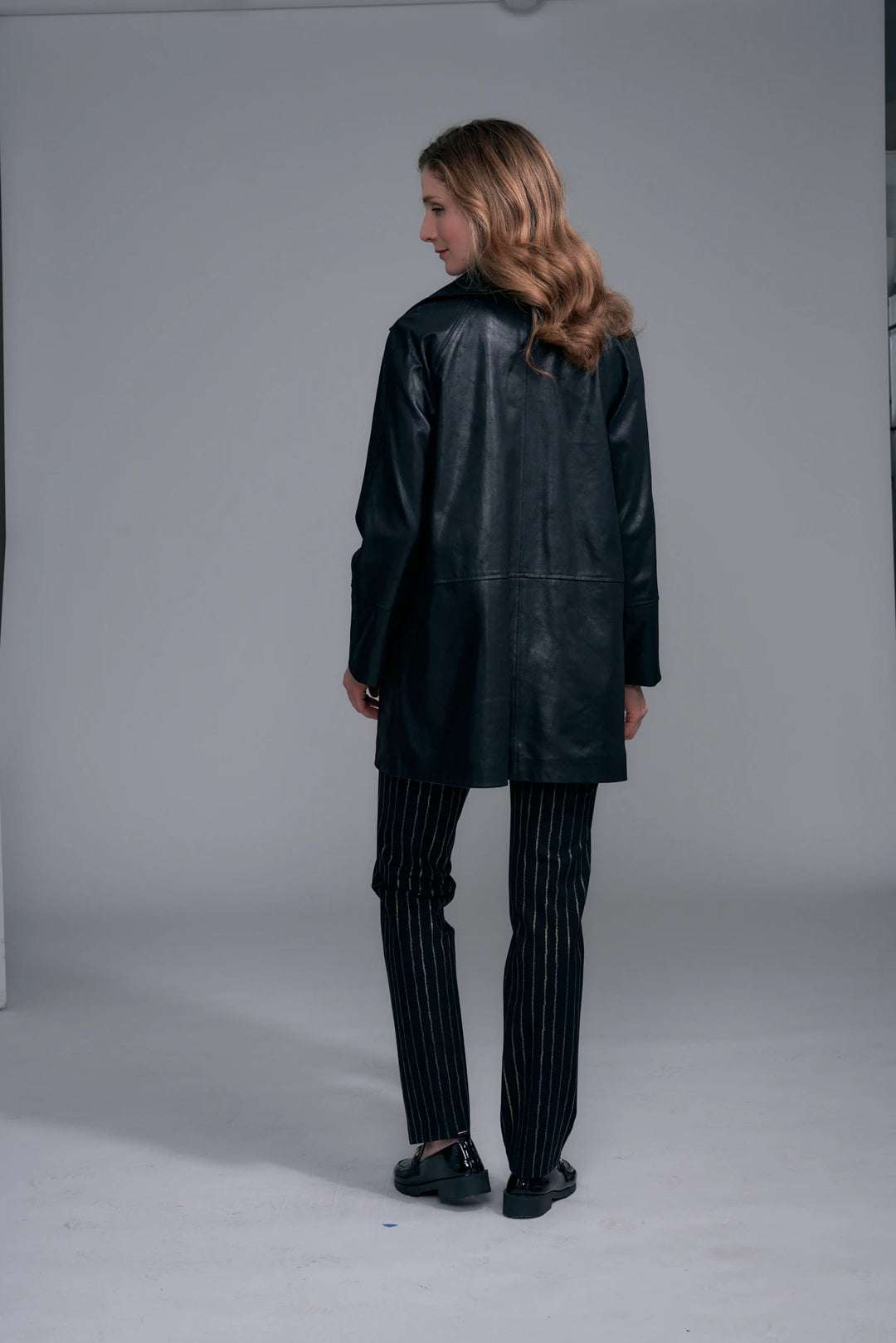 Vegan Leather Car Coat Black