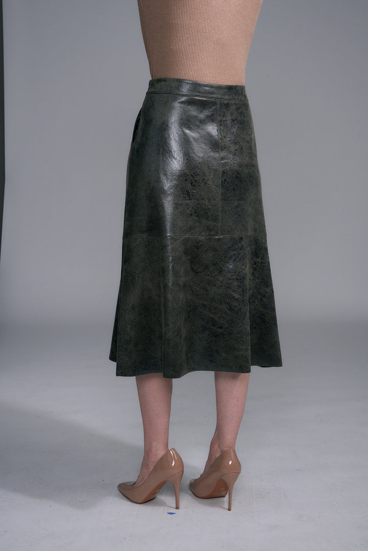 Vera Vegan Leather Skirt Forest
