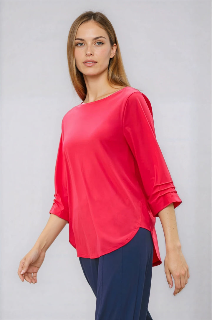 Elsa Solid 3/4 Sleeve Top Rouge